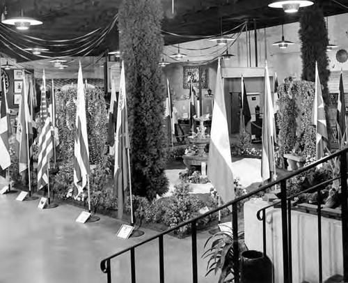 Interior garden with flags of L.A.M