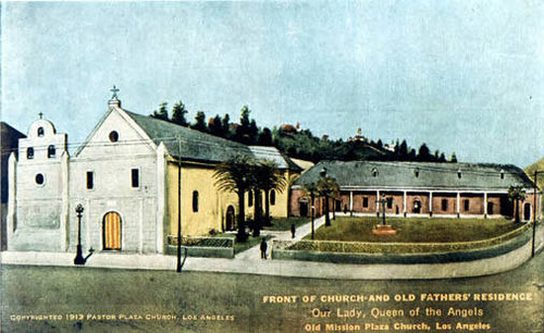 Drawing from a postcard depicting the Plaza Church on Main Street