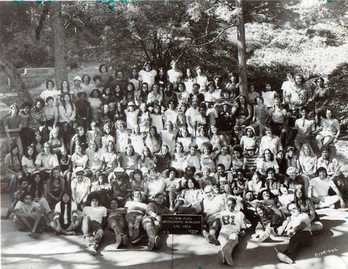 Group photo taken at Pilgrim Pines of Brotherhood Workshop, which promotes education and understanding for youth from different backgrounds. It was sponsored by National Conference for Community Justice Camps