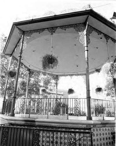 Photograph of the Kiosko at the El Pueblo de Los Angeles State Historic Park looking towards the Pico House