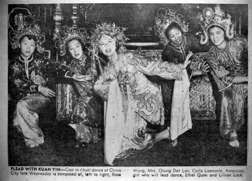 China City Moon Festival Dance, Rose Wong is first from left (newspaper clipping)