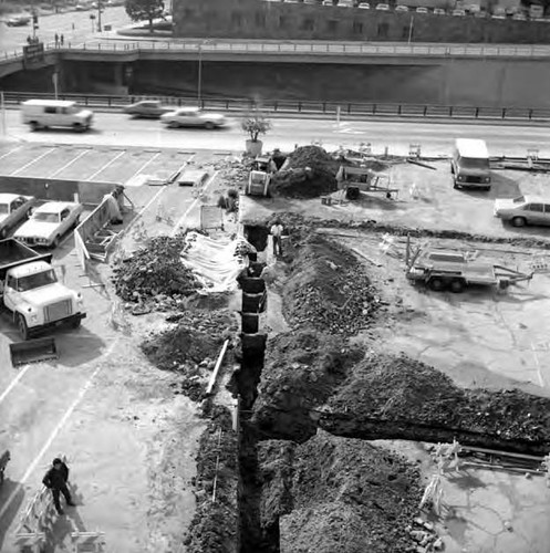 Construction near the Civic Center between Los Angeles Street and Spring Street