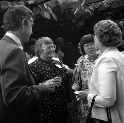 Bicentennial party in Avila Adobe courtyard, dedication of guidebook