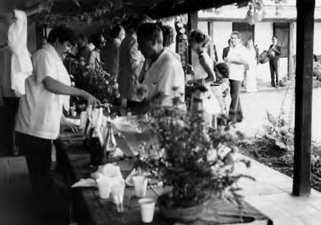 Punch and wine table at the official Avila Adobe reopening reception