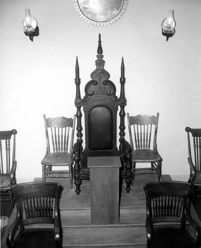 Victorian chairs on platform in Masonic Hall