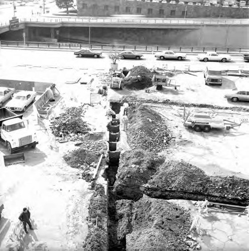 Construction near the Civic Center between Los Angeles Street and Spring Street