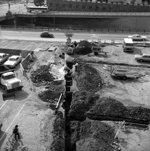 Construction near the Civic Center between Los Angeles Street and Spring Street