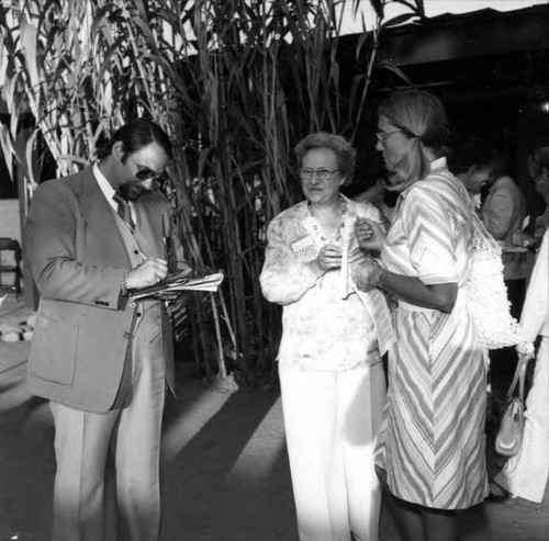 Bicentennial party in Avila Adobe courtyard, dedication of guidebook