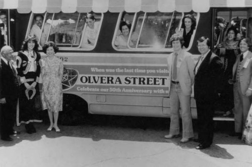 Olvera Street's fiftieth anniversary, with Los Angeles city councilmember Gilbert Lindsay