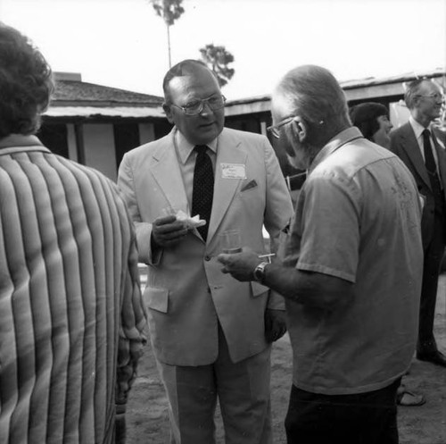 Bicentennial party in Avila Adobe courtyard, dedication of guidebook