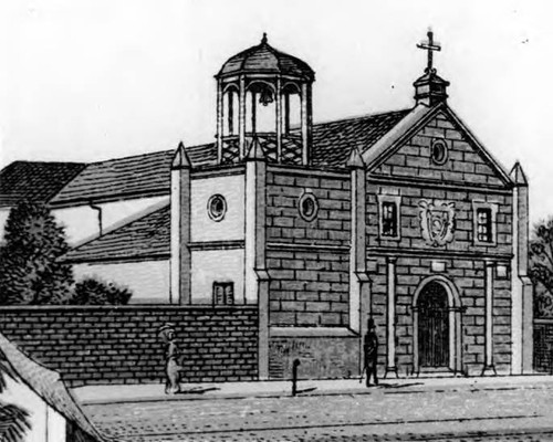 Drawing of Plaza Church on Main Street