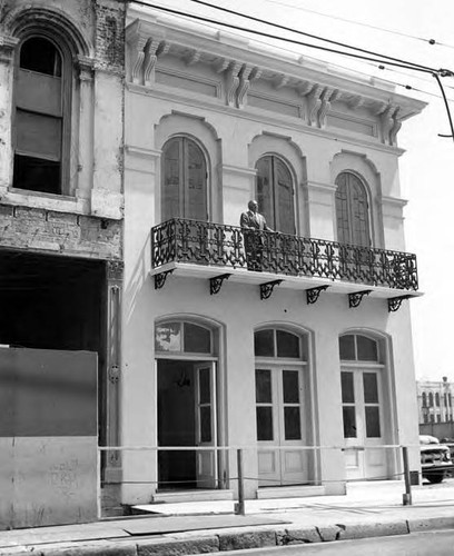 Masonic Hall, during refurbishing, man on balcony