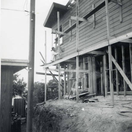 Photo of the house under construction with the second story outer wall almost completed (Spencer Chan Family)