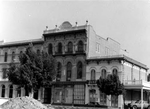 Merced Theater building- photograph of different group and places outside of theater