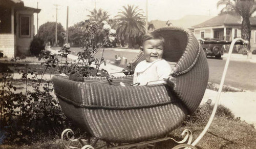 Ronald in a baby carriage