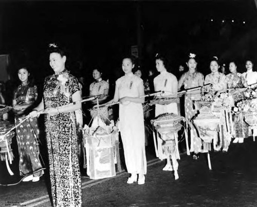 Chinese women participating in the Moon Festival