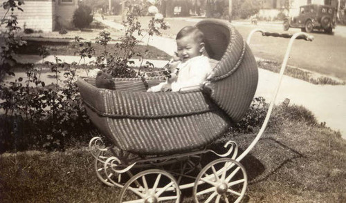 Ronald in a baby carriage