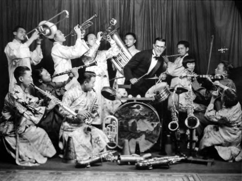 Chinese Band (Empire photo) Back Row: 2nd from left, Taft Leong 3rd from left, Peter Soo Hoo Sr. 4th from left, David Soo Hoo 6th from left, Howard Leong 7th from left, Lily Soo Hoo Front Row: 3rd from left, George Chin