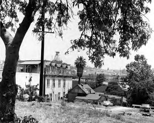 View from behind the Rochester house looking toward the freeway