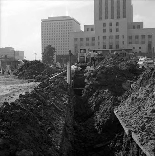 Construction near the Civic Center between Los Angeles Street and Spring Street