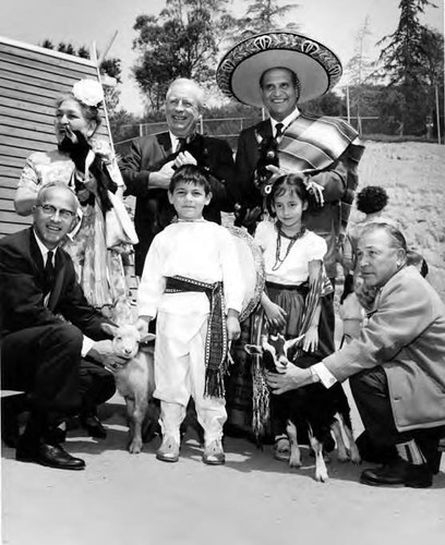 Peter Pitchess, Consuelo de Bonzo and group with goats