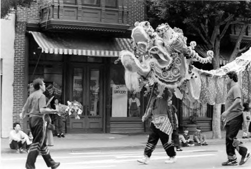 Los Angeles Chamber of Commerce: Golden Dragon Lunar New Year Parade, a scene in front of Sepulveda House on Main Street