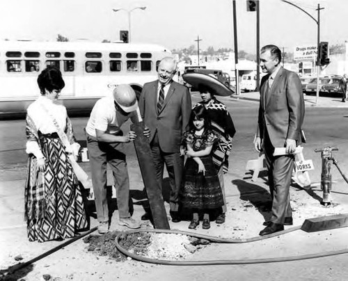 William Probert with group including Hilda Quevado, at Sunset Boulevard closing