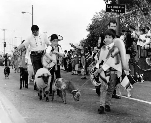 Children with sheep and goats