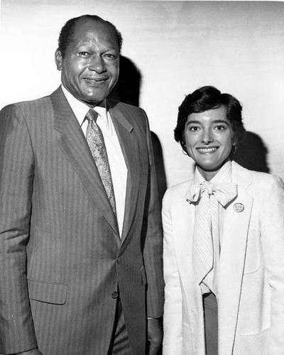 Mayor Tom Bradley and Maria Pollia at the premier showing of "Pueblo of Promis" film