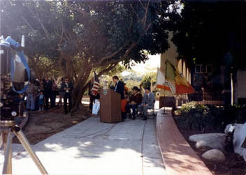 Indian Memorial Garden dedication, Robert Rowan, EPPA president, at the podium