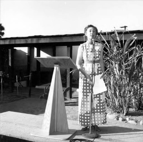 Bicentennial party in Avila Adobe courtyard, dedication of guidebook