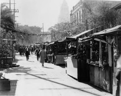 Photograph of booths along Olvera Street