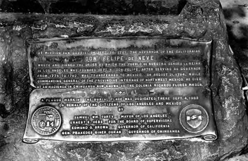 Detail of the inscription at the bottom of the Phillipe De Neve statue near Kiosko