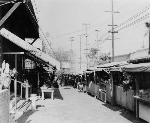 Photograph of the booths along Olvera Street