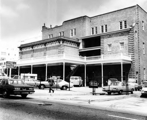 Back view of Masonic Hall from parking lot