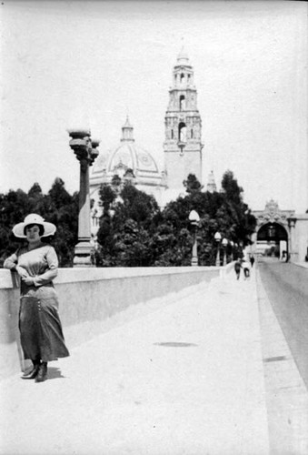 Woman, Mrs. Fong, George Fong's wife, in Balboa Park, San Diego