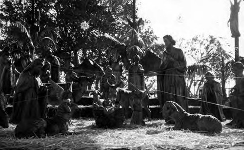 Daytime view of Mary, Joseph, and the baby, nativity scene