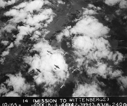 Photograph of B-17s on their mission to Wittenberge