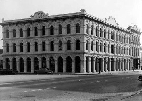 Pico House at the corner of Calle de la Plaza and Main street