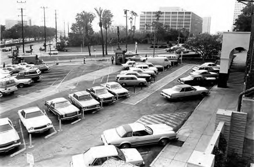 Parking lot at Los Angeles Street and Alameda Street that is now the Indian Gardens