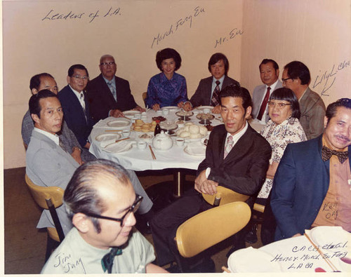 Lily Chan and leaders of Los Angeles Chinatown honoring March Fong Eu