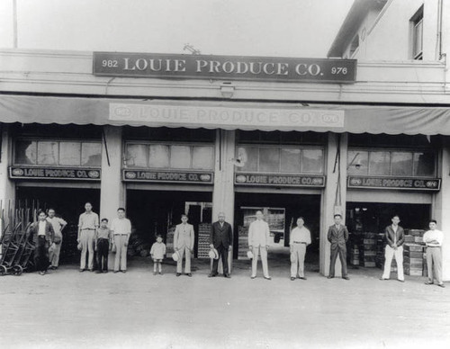 Louie Produce Company, 976-982 San Julian Street, City Market. Dr. Dan Louie Jr. is the boy 6th from the left