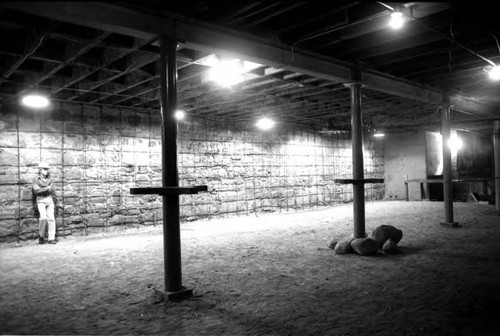 Photograph of the supporting wall for the Pico House