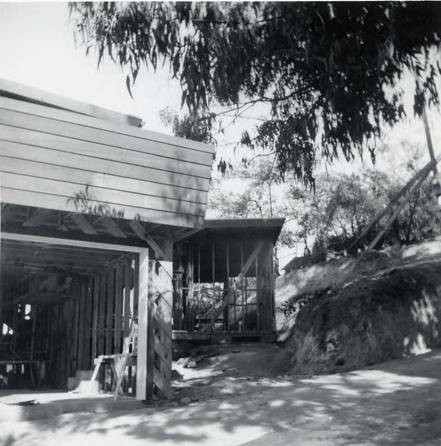 Front view of the house with the garage nearly complete and the second story balcony completed (Spencer Chan Family)