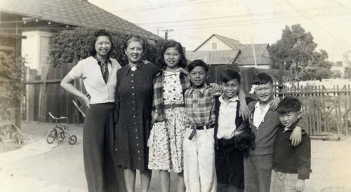 Ronald Siu's seventh birthday. Present are Dorothy Siu, Rodney Low, Clifford Yip, Ronald and Gilbert Siu