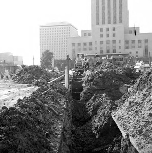 Construction near the Civic Center between Los Angeles Street and Spring Street