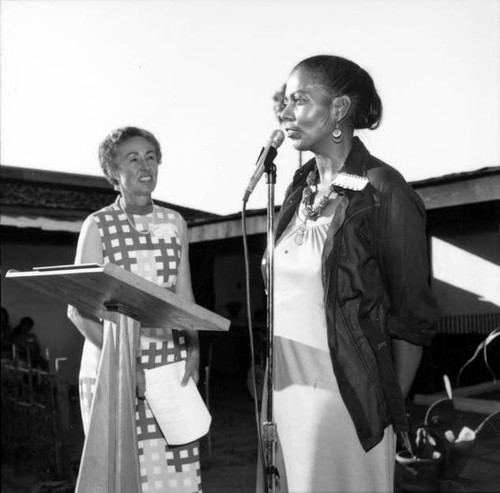 Bicentennial party in Avila Adobe courtyard, dedication of guidebook