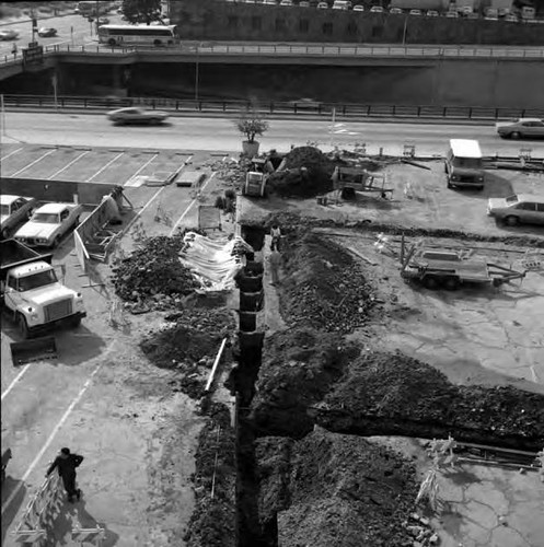 Parking lot construction near the Civic Center between Los Angeles Street and Spring Street