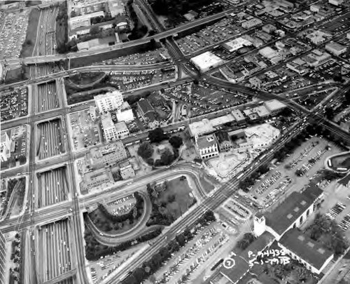 Aerial photo of the El Pueblo area in downtown Los Angeles