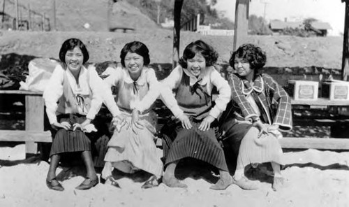 Lillie Soo Hoo and her teenage friends at Pacific Palisades